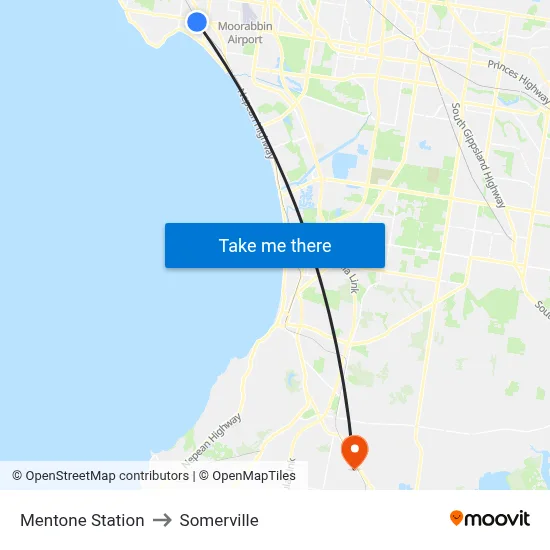 Mentone Station to Somerville map