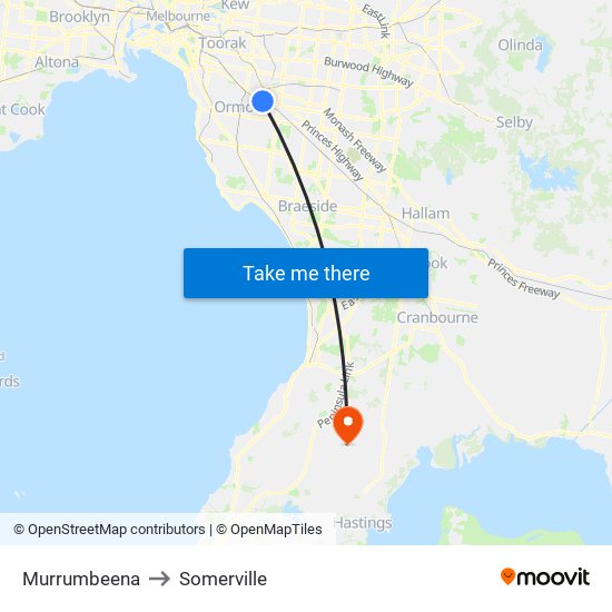 Murrumbeena to Somerville map