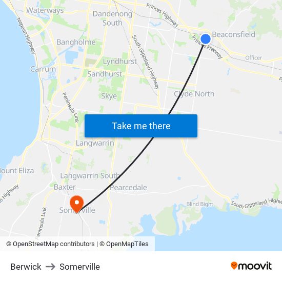 Berwick to Somerville map