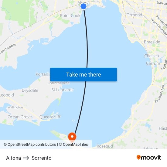 Altona to Sorrento map