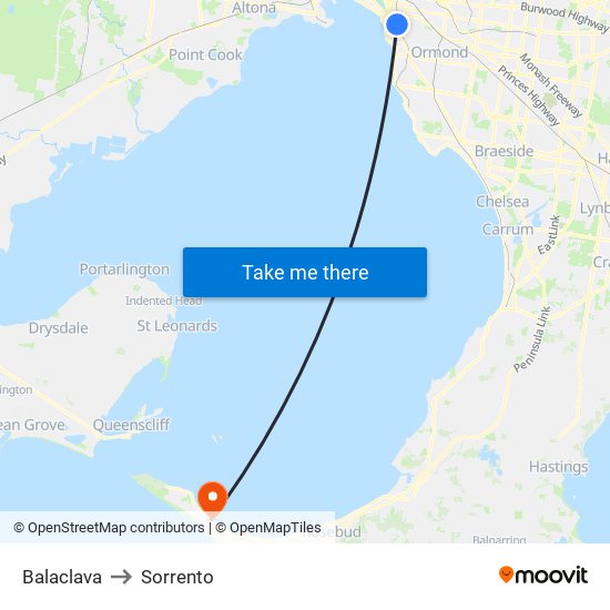 Balaclava to Sorrento map