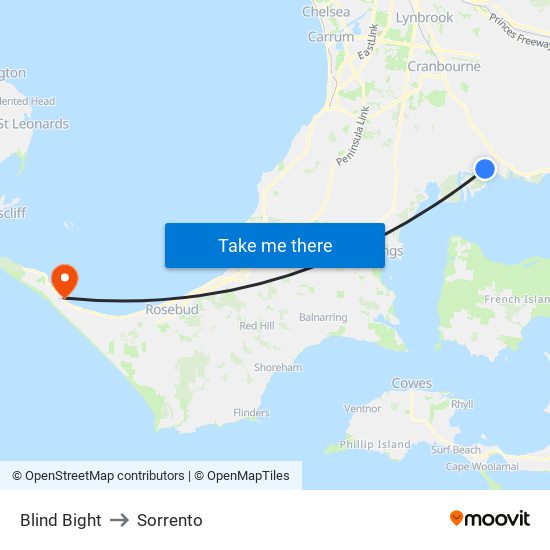 Blind Bight to Sorrento map