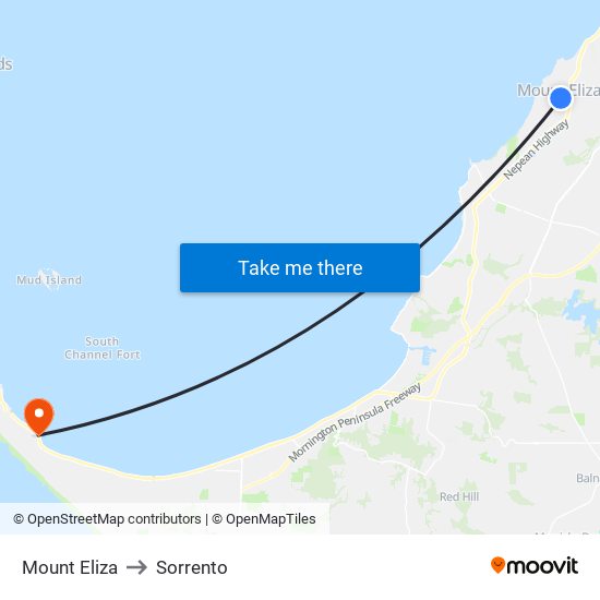 Mount Eliza to Sorrento map