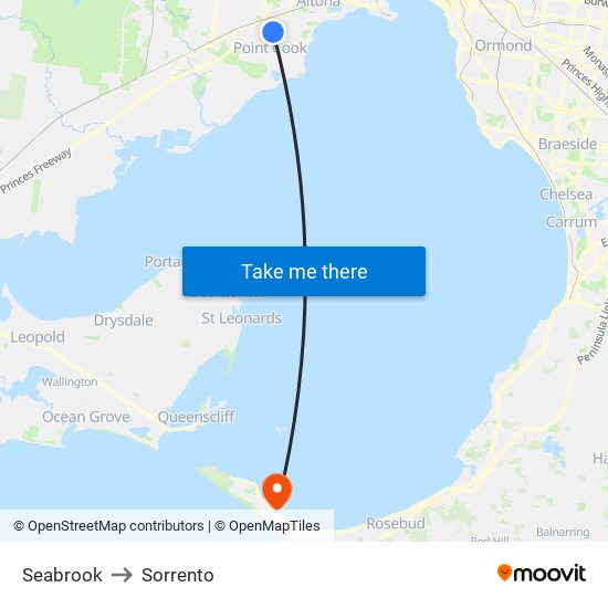 Seabrook to Sorrento map