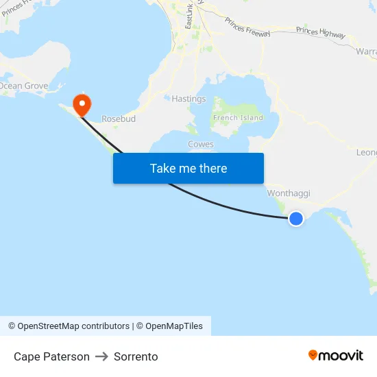 Cape Paterson to Sorrento map