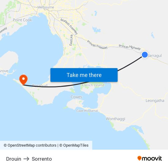 Drouin to Sorrento map