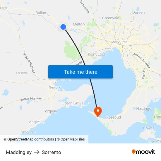 Maddingley to Sorrento map