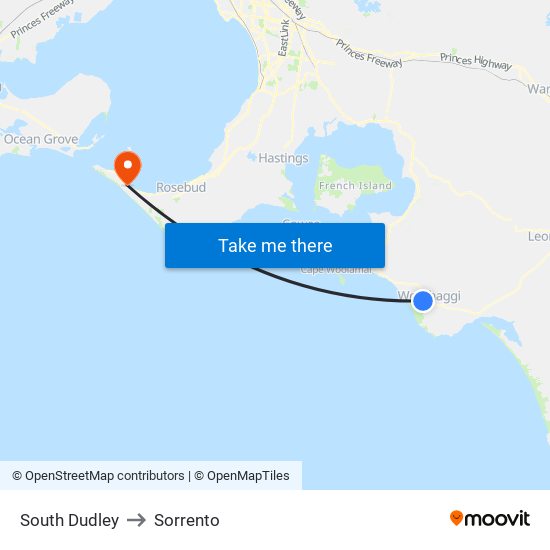 South Dudley to Sorrento map