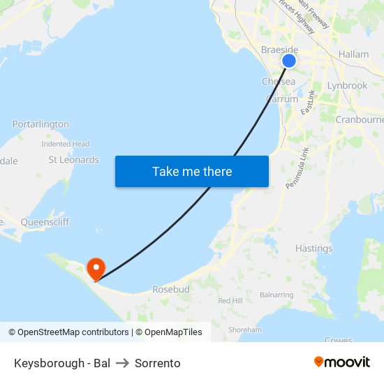 Keysborough - Bal to Sorrento map