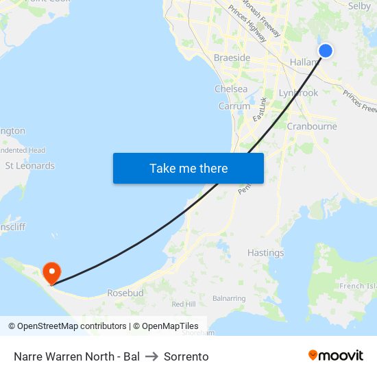 Narre Warren North - Bal to Sorrento map