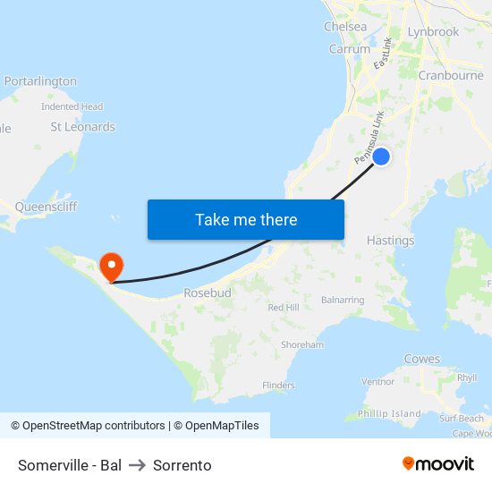 Somerville - Bal to Sorrento map