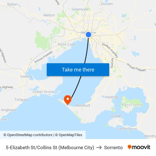 5-Elizabeth St/Collins St (Melbourne City) to Sorrento map