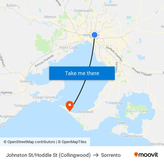 Johnston St/Hoddle St (Collingwood) to Sorrento map