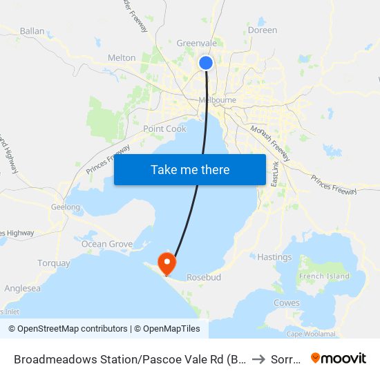 Broadmeadows Station/Pascoe Vale Rd (Broadmeadows) to Sorrento map