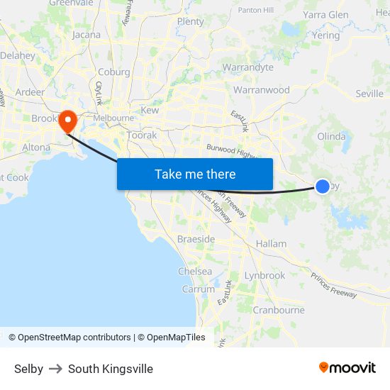 Selby to South Kingsville map