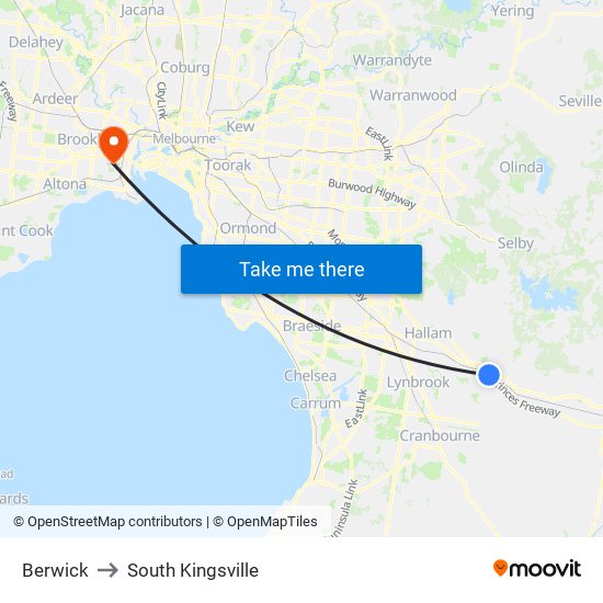 Berwick to South Kingsville map