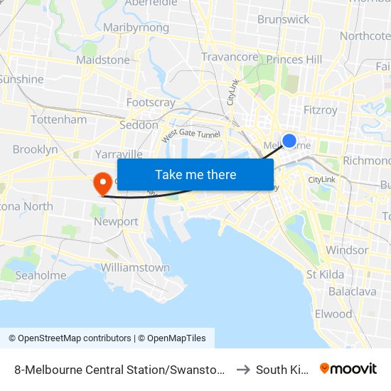 8-Melbourne Central Station/Swanston St (Melbourne City) to South Kingsville map