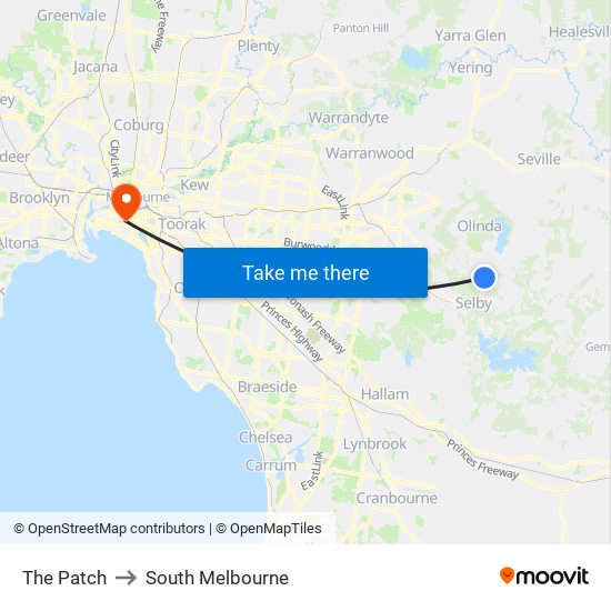 The Patch to South Melbourne map