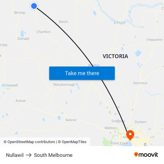 Nullawil to South Melbourne map