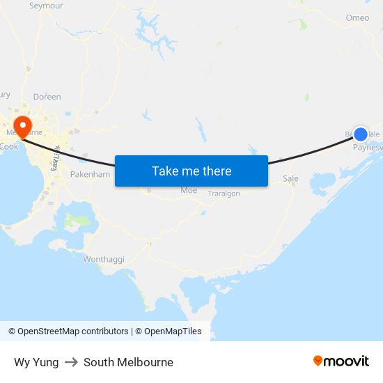 Wy Yung to South Melbourne map