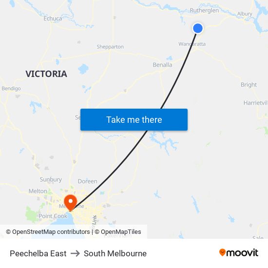 Peechelba East to South Melbourne map