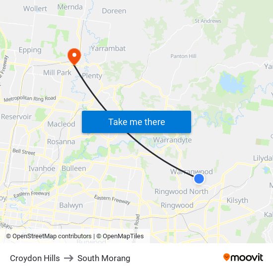 Croydon Hills to South Morang map