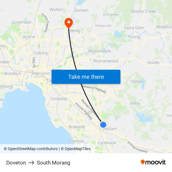 Doveton to South Morang map