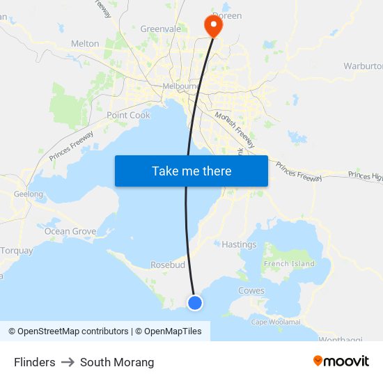 Flinders to South Morang map