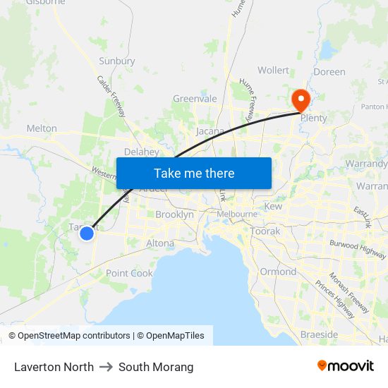 Laverton North to South Morang map