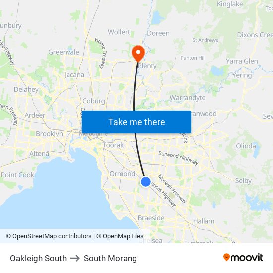 Oakleigh South to South Morang map