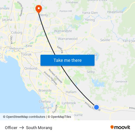Officer to South Morang map