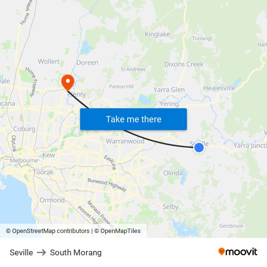 Seville to South Morang map