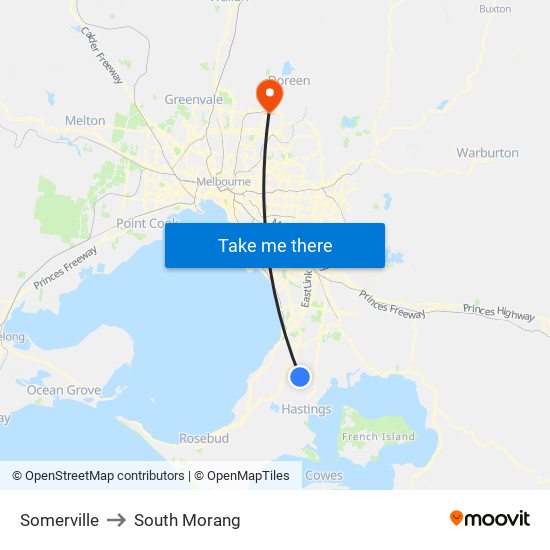 Somerville to South Morang map