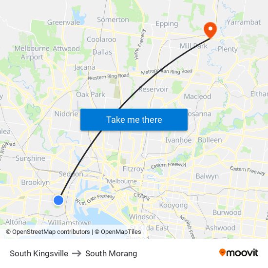 South Kingsville to South Morang map