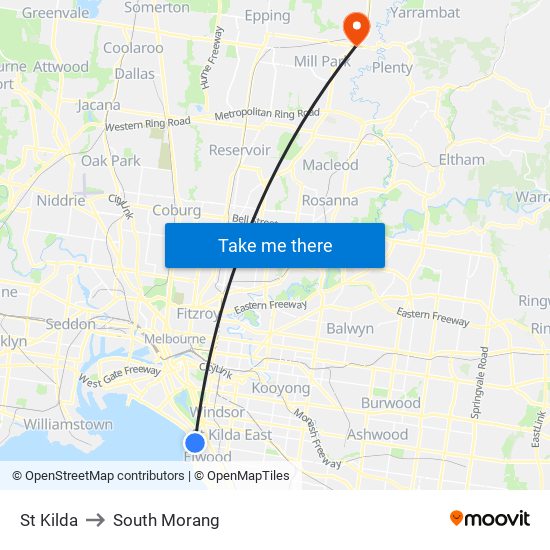 St Kilda to South Morang map