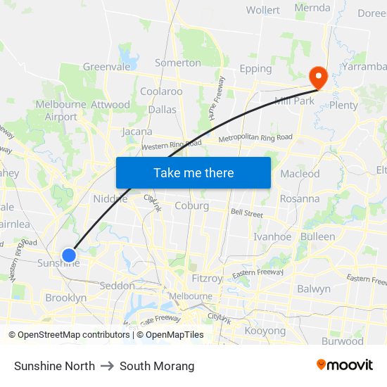 Sunshine North to South Morang map