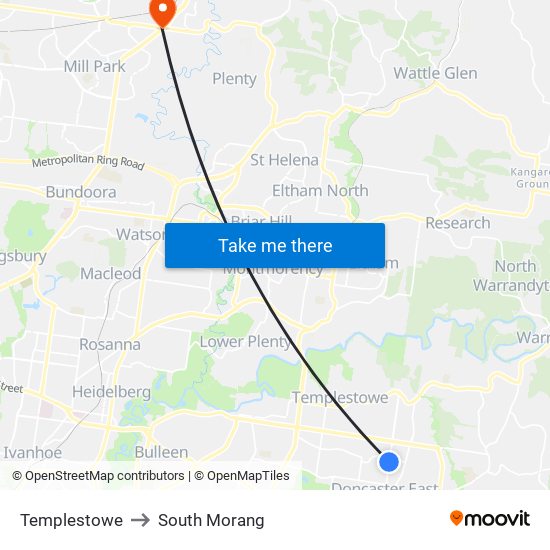 Templestowe to South Morang map