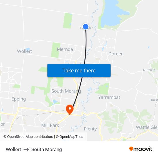 Wollert to South Morang map