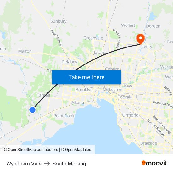 Wyndham Vale to South Morang map