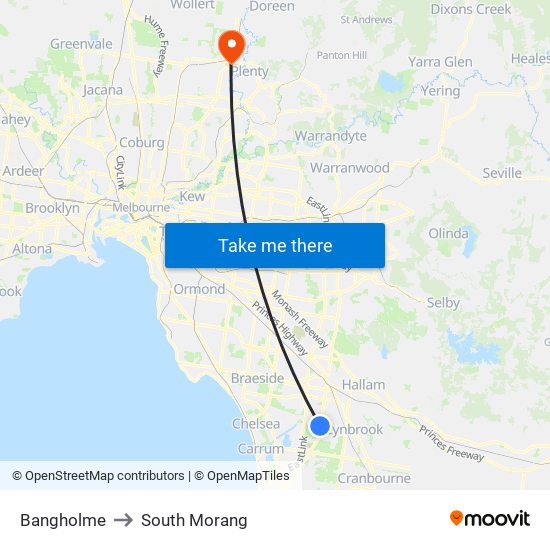 Bangholme to South Morang map