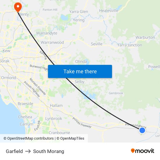 Garfield to South Morang map