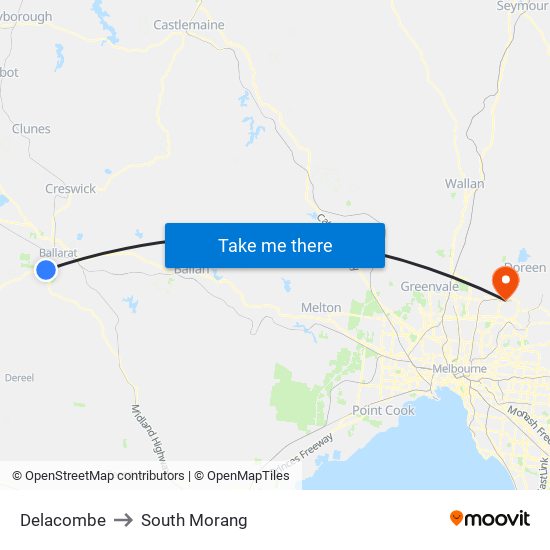 Delacombe to South Morang map