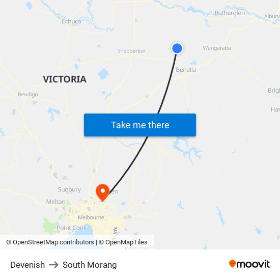 Devenish to South Morang map