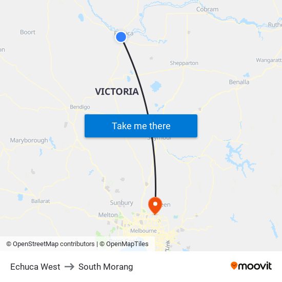 Echuca West to South Morang map