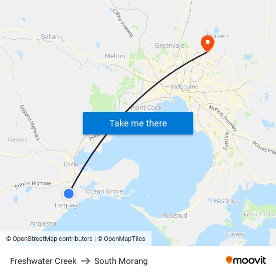 Freshwater Creek to South Morang map