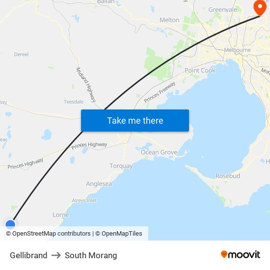 Gellibrand to South Morang map
