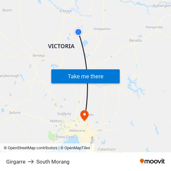 Girgarre to South Morang map