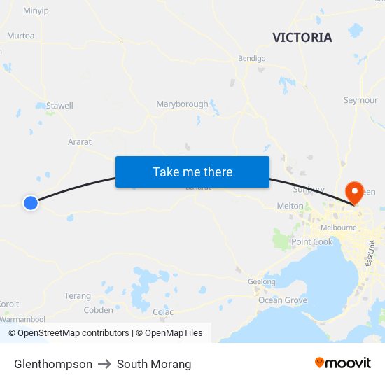 Glenthompson to South Morang map