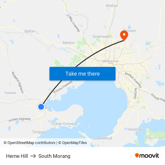 Herne Hill to South Morang map