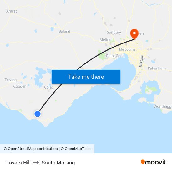 Lavers Hill to South Morang map